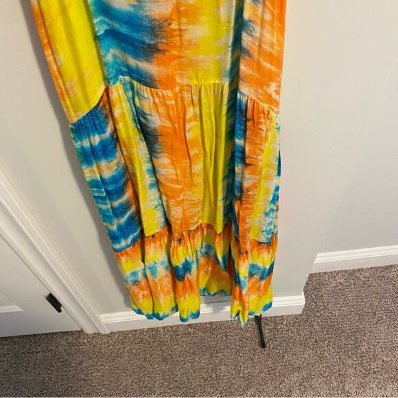 Revolve Kos Resort Rainbow Tie Dye Strappy Maxi Dress Small - Picture 6 of 11